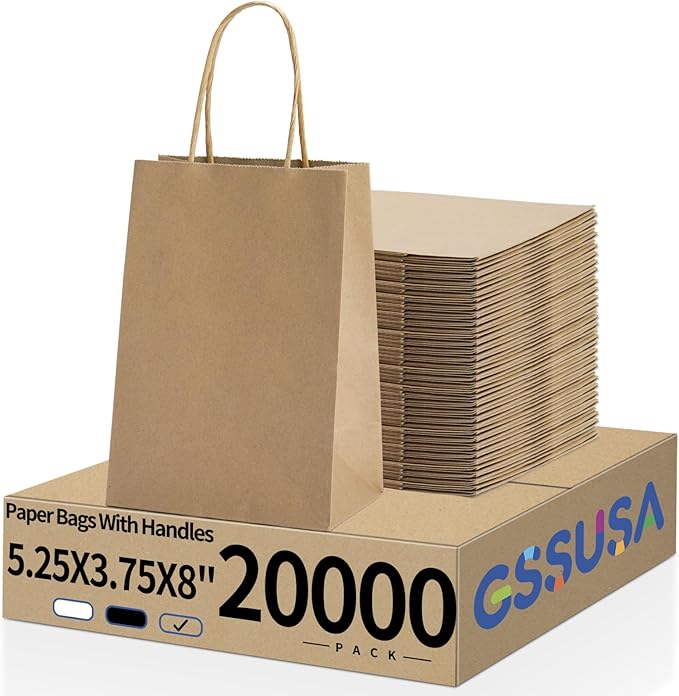GSSUSA Paper Gift Bags 5.25x3.75x8 Inch 20000 Pack, Valentine's Day Gift Wrap by GSSUSA