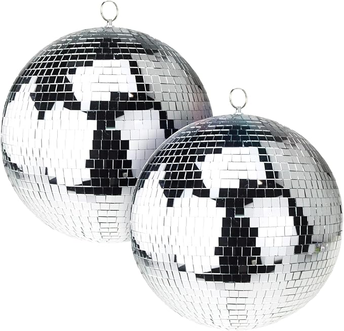 6-Inch Mirror Ball 2-Pack – Silver Hanging Disco Ball by Youdepot