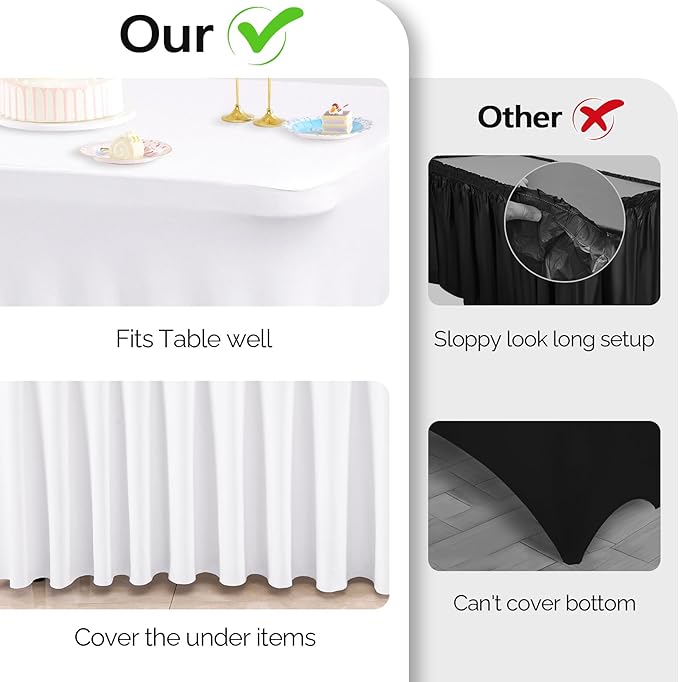 Wish Care 6 Pack White Spandex Table Clothes - Image 4