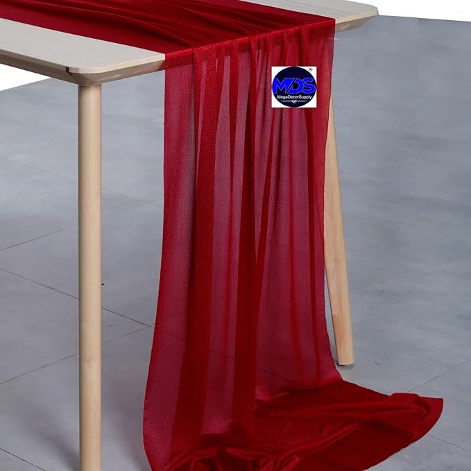 MDS 25 Pack 10ft Chiffon Table Runner 29 x 120 Inches Sheer Wedding Runner - Image 2