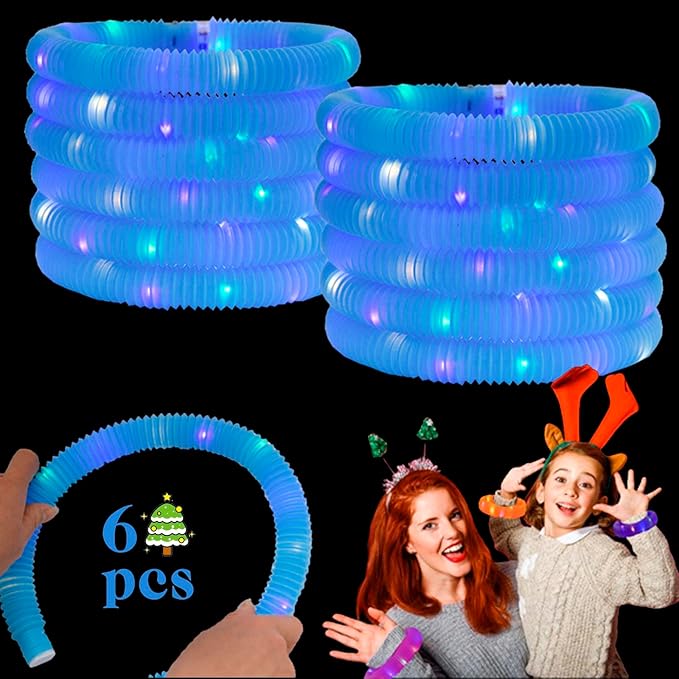Blue 6 Pack Light Up Party Favors Supplies, Bulk Glow Sticks Bracelet, Necklace by Unknown