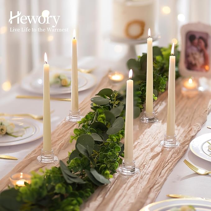 Hewory Glass Taper Candle Holders: 20 PCS Candlestick Holders Clear Short - Image 2