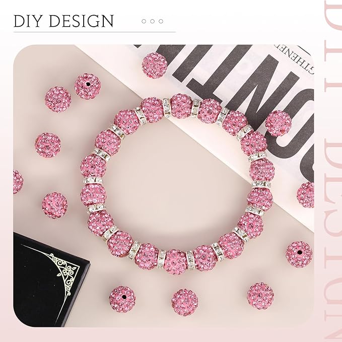 200pcs 10mm Dark Pink Rhinestone Beads - Image 4
