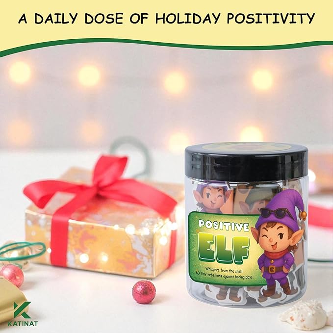 Positive Elf Jar – 60 Funny Emotional Support Elf, Christmas Gifts - Image 5