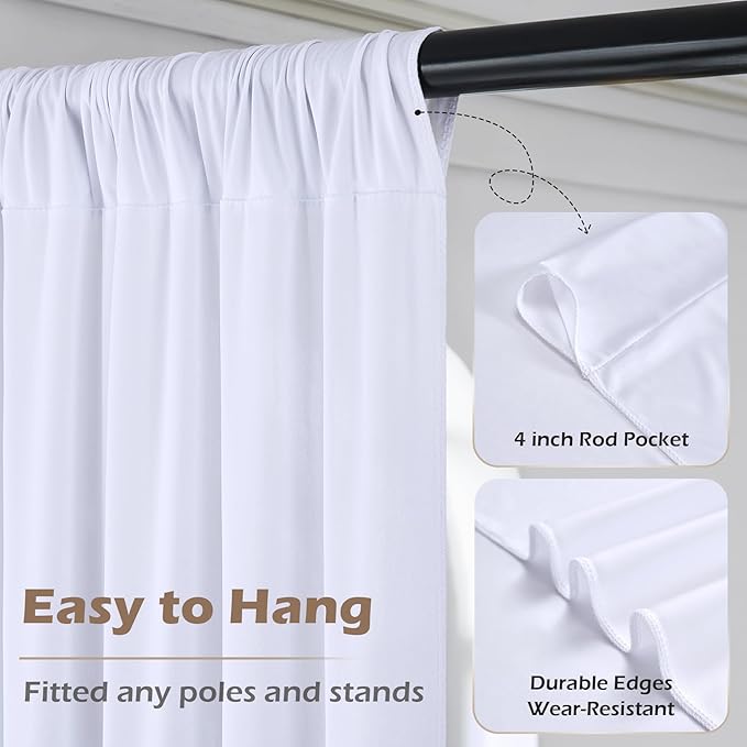 30ft x 15ft White Wrinkle Free Backdrop Curtains - Image 5