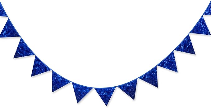 pinkblume Royal Blue Decorations Double Sided Sequin Navy Blue Fabric Triangle by pinkblume