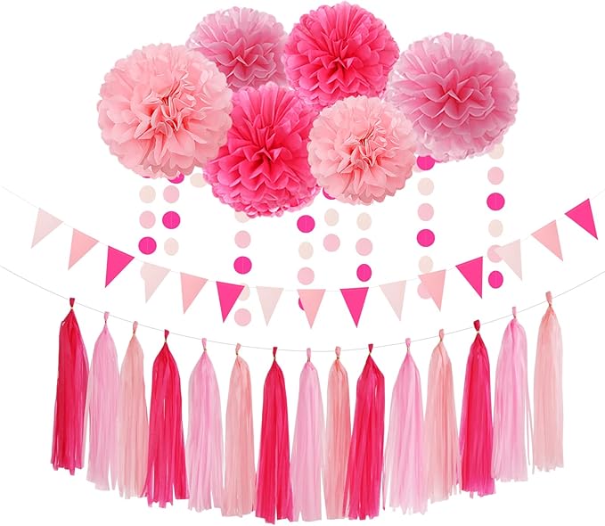 Rose Hot Pink Party Decorations by OURUOLA
