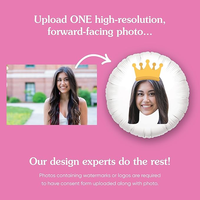 Big Dot of Happiness Personalized Crown Fun Face Photo Balloon, Kids Royal or - Image 4