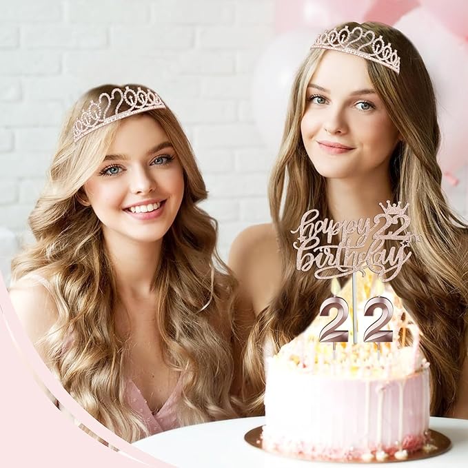 22 Birthday Decorations for Women Including Sash and Tiara, Cake Topper and - Image 5