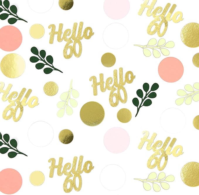 300PC 60TH Birthday Confetti for Table Pink and Sage Green Happy 60TH Birthday - Image 2