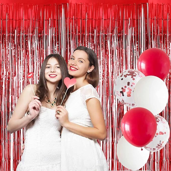 BEISHIDA 2 Pcs Red Door Streamers Tinsel Curtain Party Streamers Backdrop - Image 5