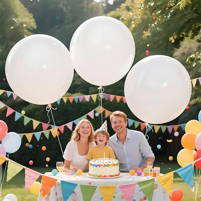 KAWKALSH White Balloons 9pcs 36 Inch Extra Large Big Jumbo Giant Matte White - Image 8