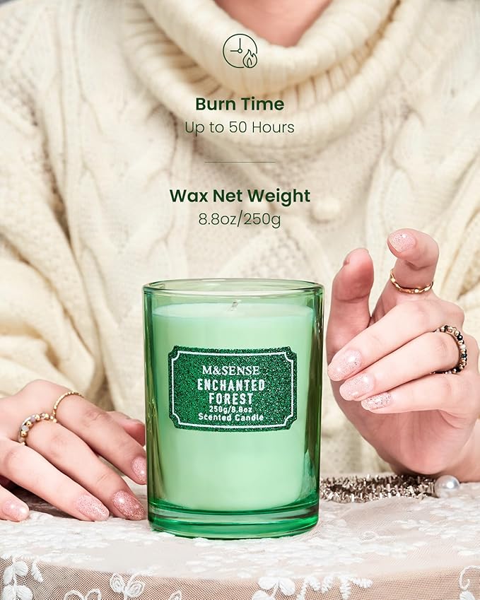 M&SENSE Cederwood Scented Candles, Classic Size 8.8 oz Glitter Jar Candle - Image 5