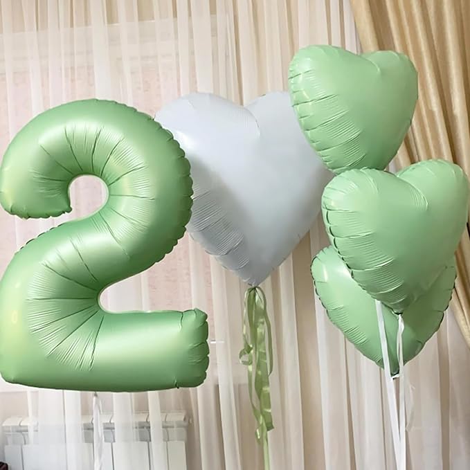 Sage Green Heart Balloons - Image 6