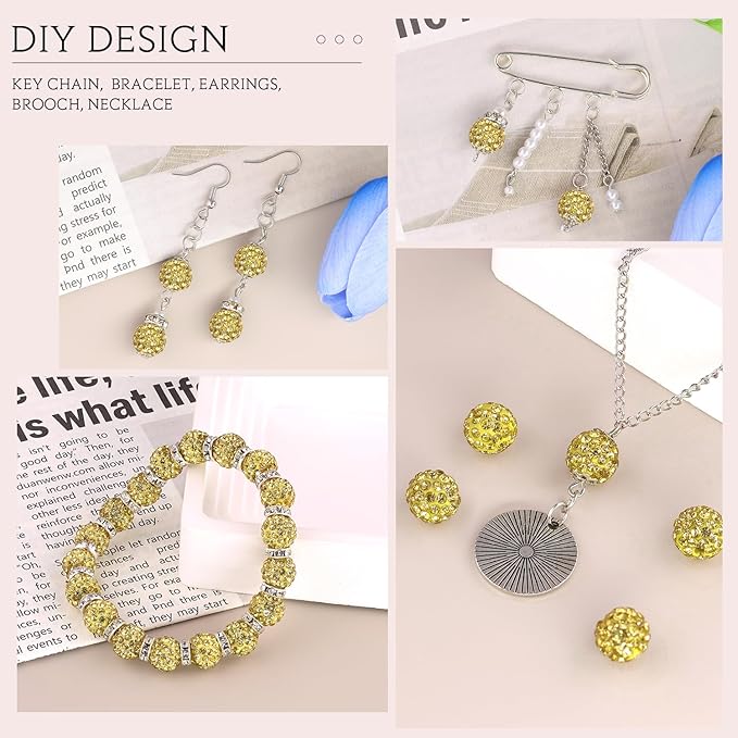 200pcs 10mm Light Yellow Rhinestone Beads - Image 5