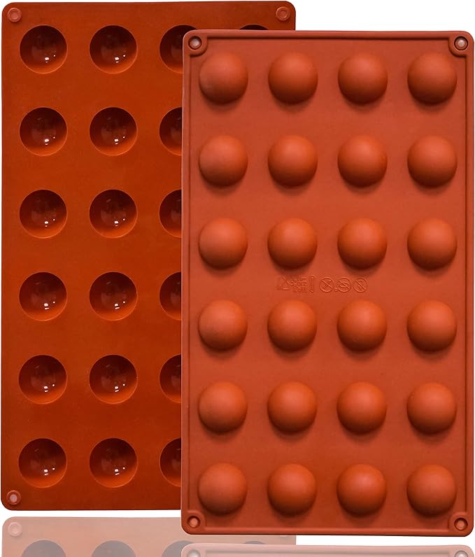 Mini 24-Cavity Semi Sphere Silicone Molds Non-Stick, 2 Packs Half Sphere by Lerykin