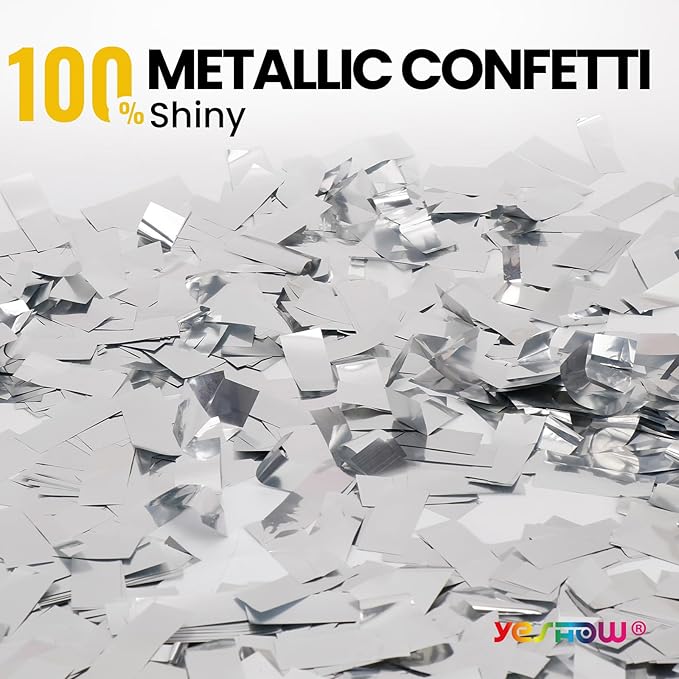 Confetti Cannon Party Poppers Shooters, YESHOW Confetti Blaster Silver Metallic - Image 4
