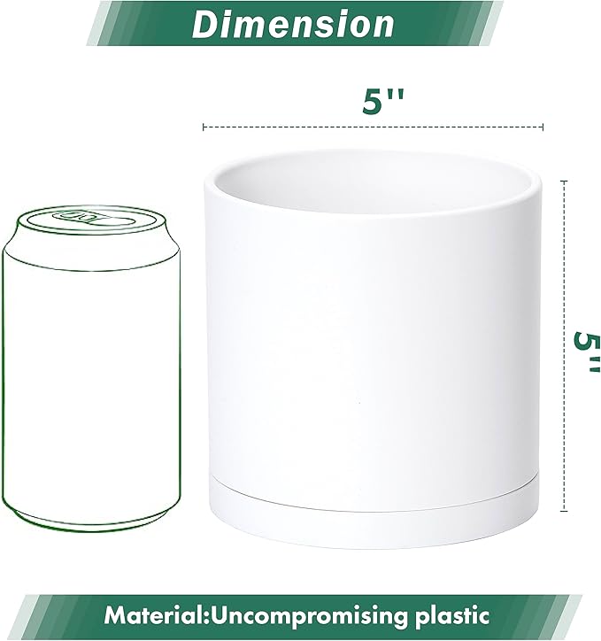 D'vine Dev 2 Pack 5 Inch Modern Plastic Plant Pots, Small Garden Planters - Image 2