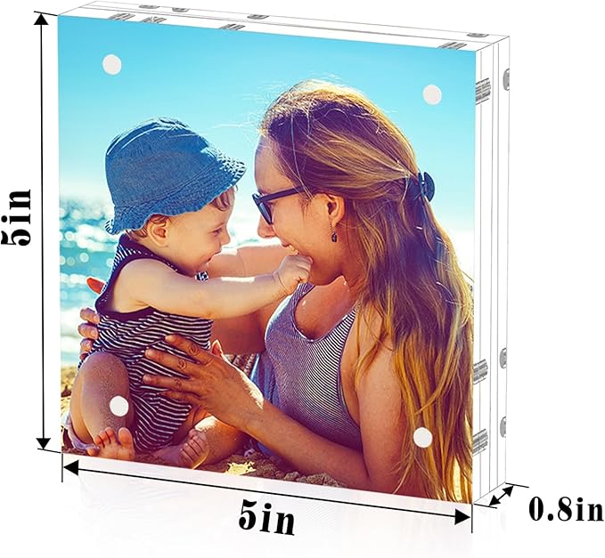 HELPLEX 3 Pack 5x5 Acrylic Picture Frames, 20mm Thicker Frameless Clear Double - Image 2