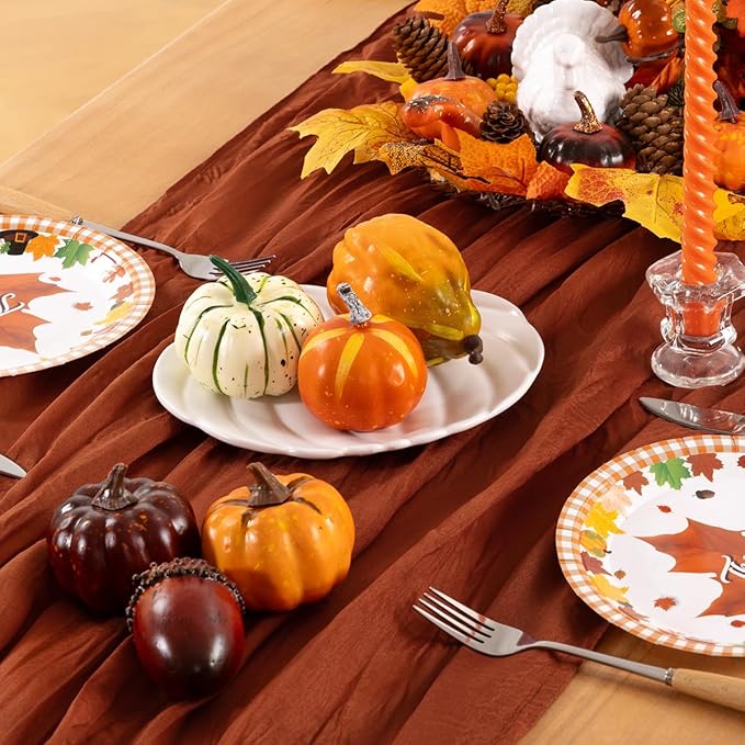 Terracotta Cheesecloth Table Runner 12 Pack Fall Burnt Orange Cheese Cloth - Image 3