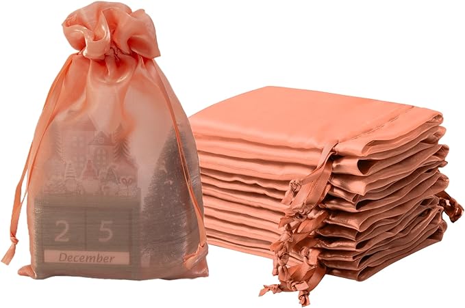 20 Pcs Orange Small Organza Bags 6X9 inch by QIANF