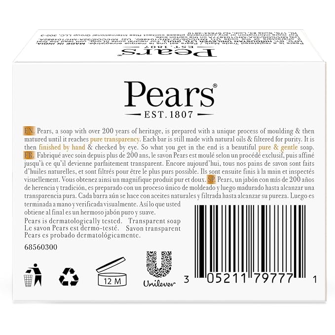 Pears Soap, Pure & Gentle with Natural Oils, Glowing Skin, 3.53 Oz Ea - Image 2
