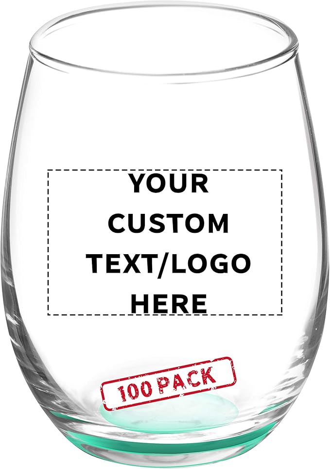Custom Stemless Wine Glasses by ARC 5.5 oz. Set of 100, Personalized Bulk Pack by DISCOUNTPROMOS