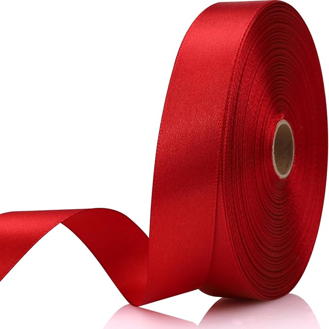 Wine Red 7/8 Inch 60 Yards Satin Craft Ribbon by Unknown