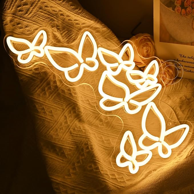 SYLHOME Butterfly Led Neon Light Sign Girls Kids Bedroom Girls Room Beauty - Image 2