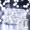 33Ft 100LED Outdoor String Lights, Pure White Fairy Lights Battery Operated by Minetom