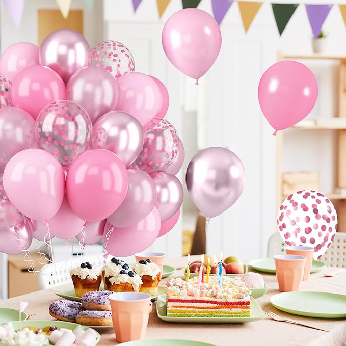 Metallic Chrome Pink 52 PCS 12 Inch Latex Balloons - Image 5
