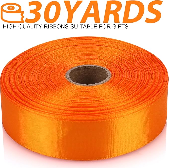 Orange Ribbon 7/8 Inch 30 Yards Satin Craft Ribbon-Single Face Polyester Ribbon - Image 2