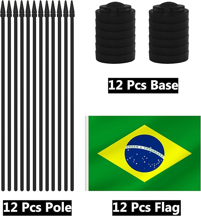 12 Pack Brazil Desk Flags, Brazilian Desktop Flag, Small Miniature Office Flags - Image 3