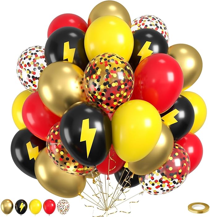 Red Yellow Black Balloons, Printed Balloon Confetti Balloon by Paready
