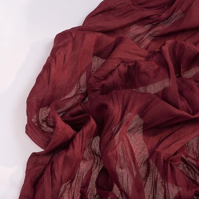 Burgundy Red Cheesecloth Table Runner 4 Pack Fall Table Runners Boho Gauze 120 - Image 4