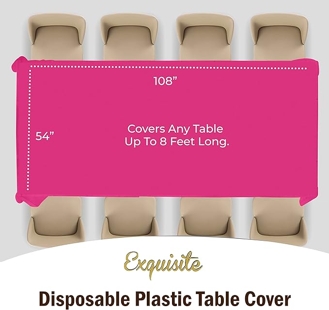 Exquisite 12-Pack Premium Plastic Tablecloth 54in. x 108in. Rectangle Table - Image 4
