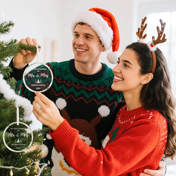 Personalized First Christmas Married Ornament, Custom Engaged Christmas - Image 4