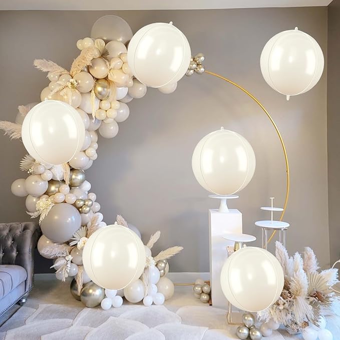 Beige Giant Foil Balloons, 22 Inch Big Round Foil Balloon - Image 6