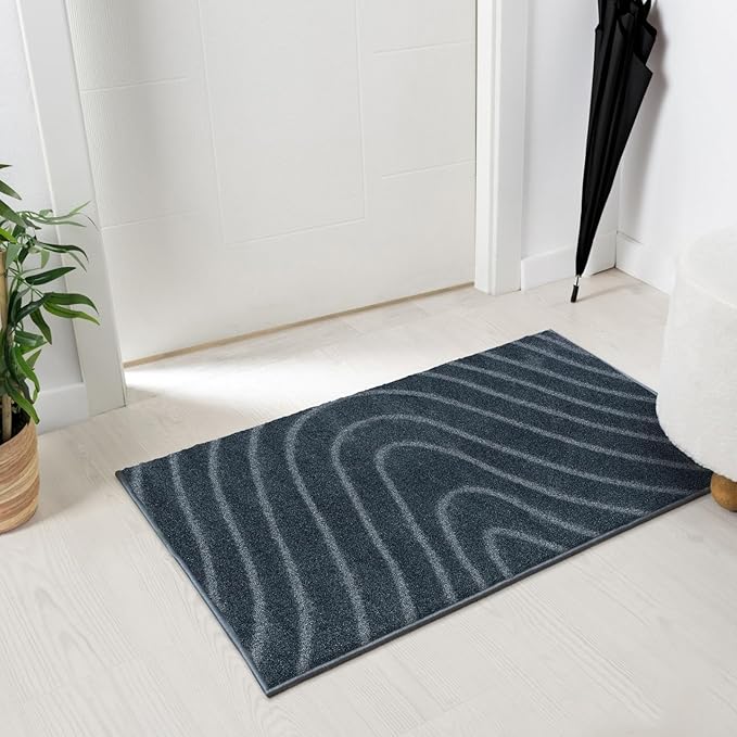 LUXE WEAVERS Modern Geometric Wave Blue 2x3 Area Rug by LuxeWeavers