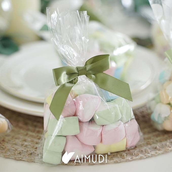 AIMUDI 5 Colors Sage Green Ribbon Bows 2.5" Satin Twist Tie Bows - Image 5