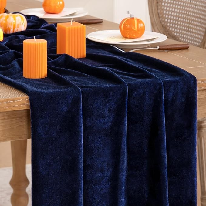 Navy Blue Velvet Table Runner 3 Pack Fall Thanksgiving Navy Table Runners 20 x by DeZerlor