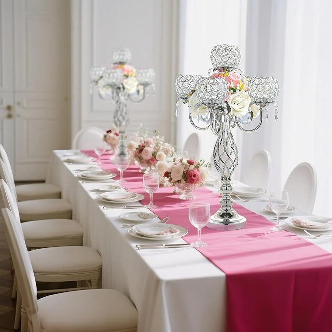 5-Arm Crystal Candelabra Centerpiece 23.2" Tall - Image 7