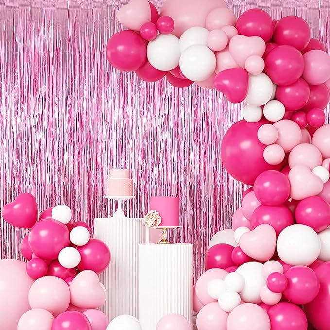 30 Pack Pink Foil Fringe Curtain Backdrop, 3.3x8.2 Feet Metallic Tinsel - Image 7