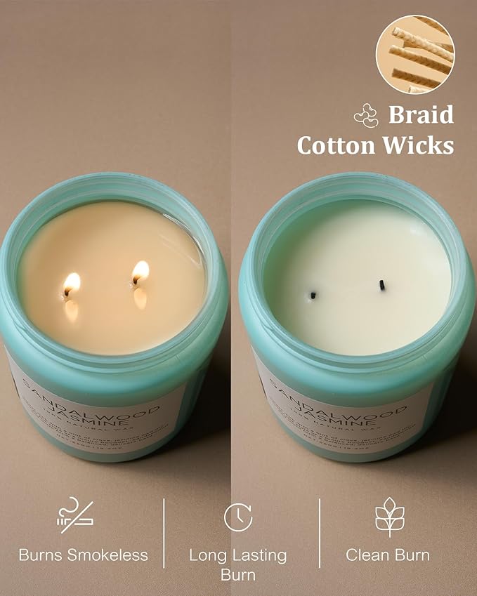M&SENSE Sandalwood Jasmine Scented Candles, Large Soy Natural Long Lasting - Image 4