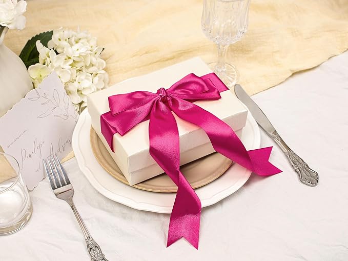 Rose Red Satin Ribbon 1-1/2 inch X Continuous 100 Yards, Single Face Polyester - Image 5