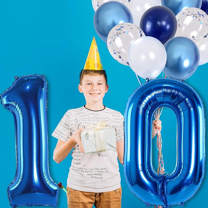 Dark Blue Number 10 Balloon, Large 40 Inch - Image 4