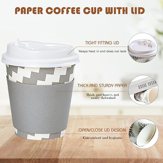 LITOPAK 100 Pack 10 oz Paper Coffee Cups - Image 4