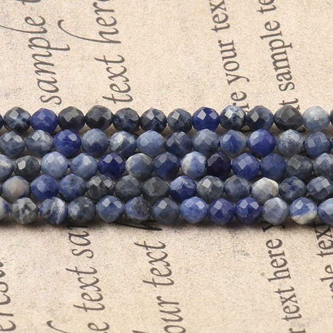 Song Xi 90pcs 4mm Natural Old Blue Sodalite Gemstone Beads Faceted Round Loose - Image 4