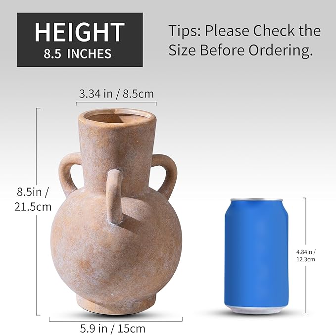 Beige Vintage Terracotta Ceramic Vase - Image 3