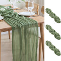 Asee'm 3pcs Cheesecloth Table Runner 120 Inches Sage Green Boho Gauze Cheese by Aseem